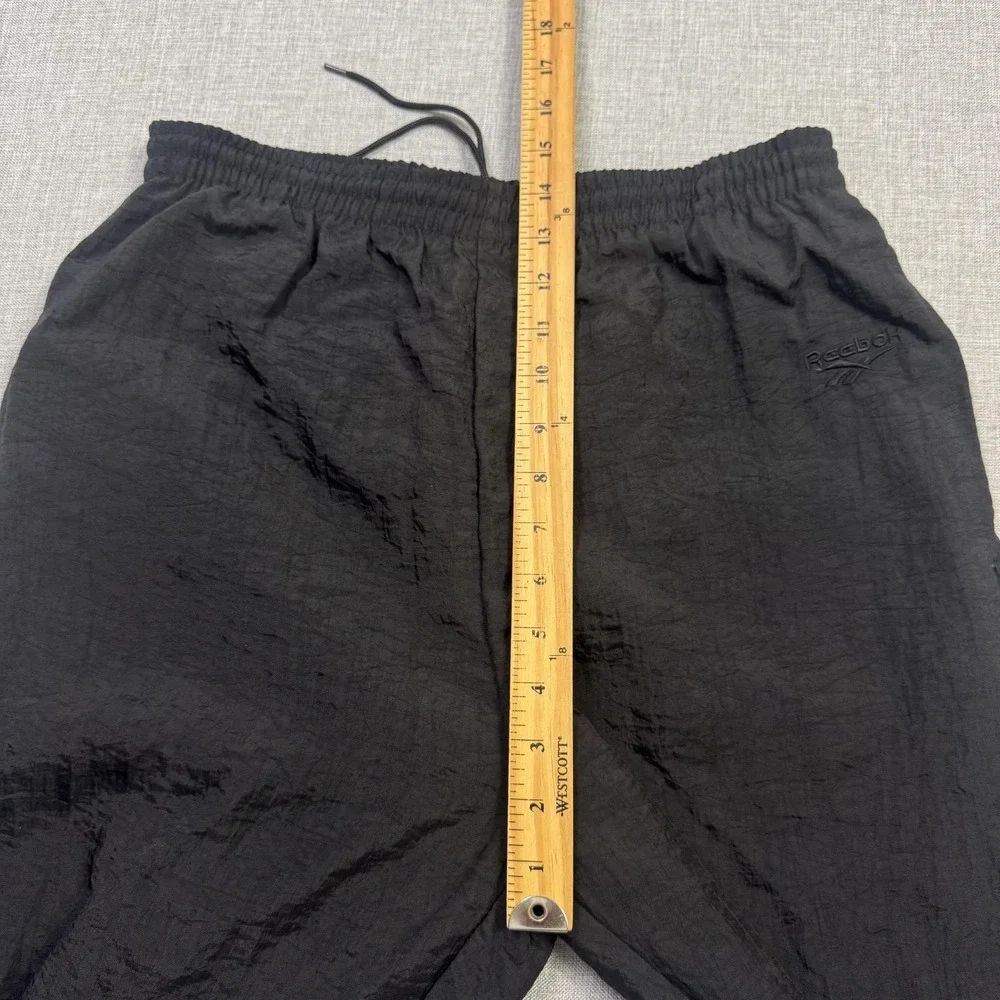 Reebok Vintage Windbreaker Track Pants Mens Medium Black Lightweight Drawstring